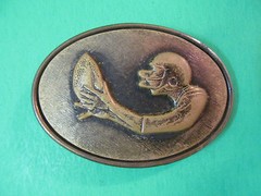 Vintage Oden Football Player Metal Belt Buckle Made In USA
