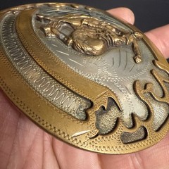 Vintage Johnson and Held 100% Handcrafted Rodeo Roping Belt Buckle- Signed-NICE