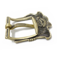 Brass belt buckle with skull « Jolly Roger »; Handmade pin type Skull buckle;