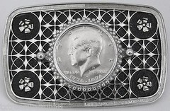 BELT BUCKLES Kennedy Half Dollar Coin 1/2 $ Silver Black Screw Mount Western NEW