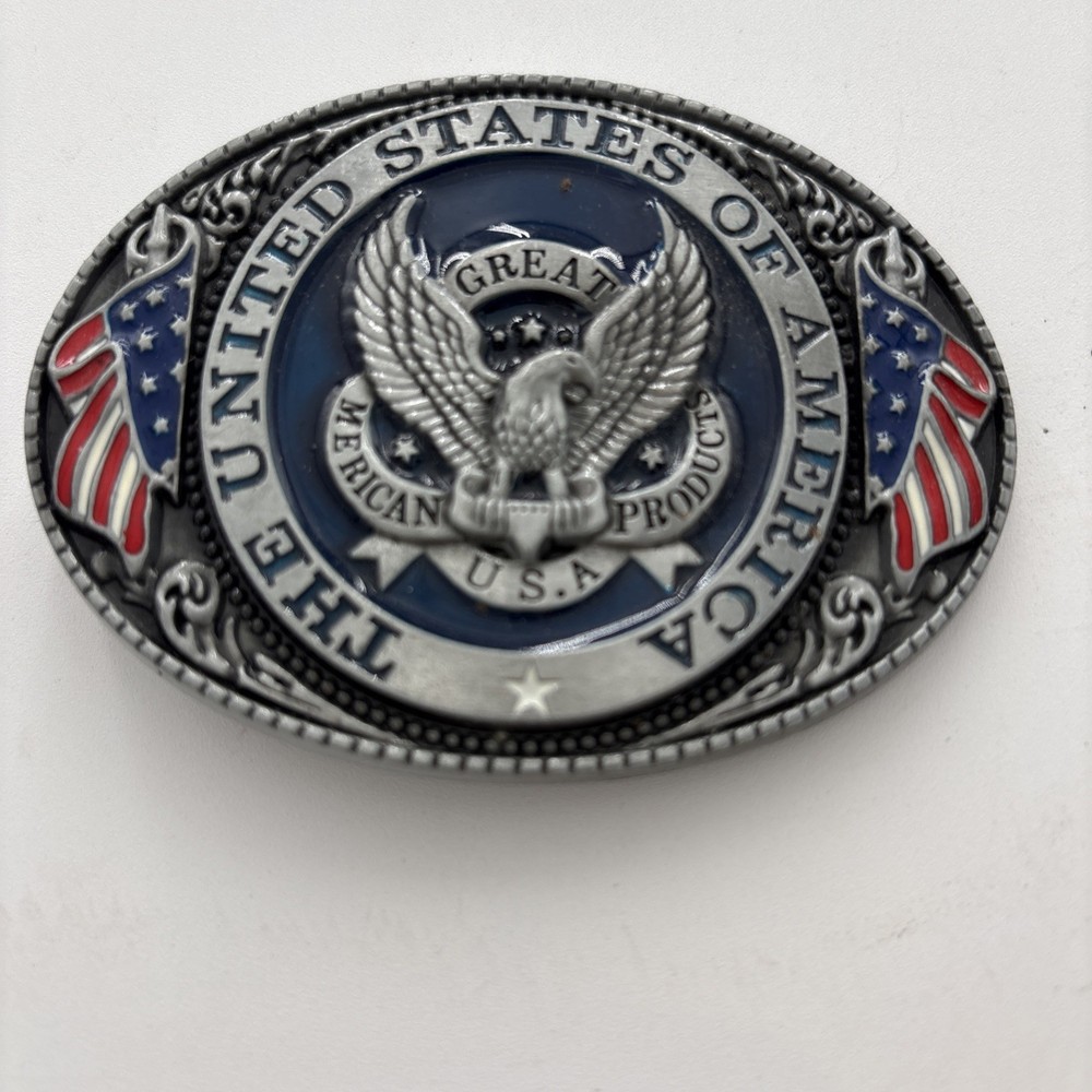 United States of America Seal USA Flag Patriotic Belt Buckle With Eagle 3 1/2&Prime;