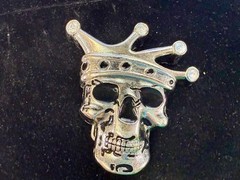 Crowned King Joker Skull Head with Rhinestones Figural Belt Buckle