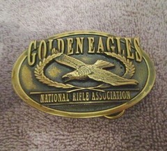Vtg NRA Brass Belt Buckle Golden Eagles Member USA National Rifle Association