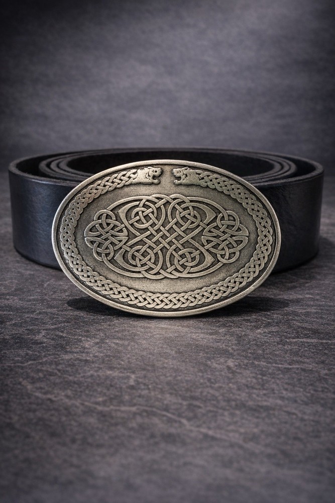 Celtic Knot Belt Buckle – Made in Spain Antique Silver Finish –For 1 1/2” Belt