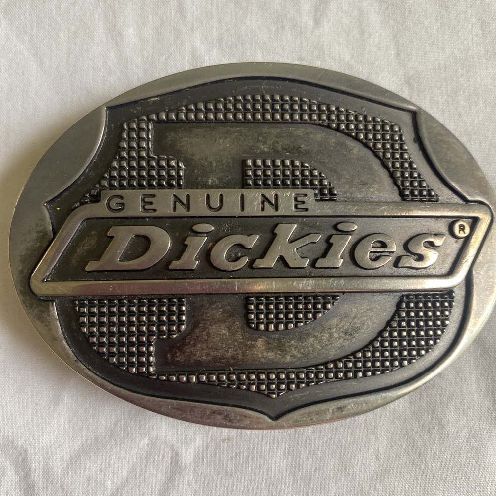 Genuine Dickies Raised Lettering Company Logo Metal Color Belt Buckle