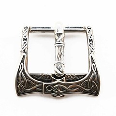 German silver belt buckle Viking Axe, pin type Old Norse Scandinavian military