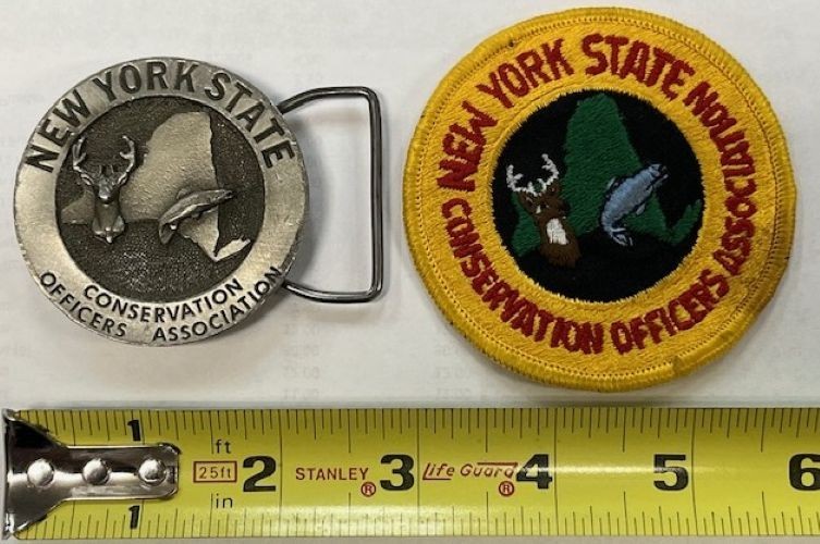 New York Conservation Officers Association – Sid Bell Pewter Belt Buckle & Patch