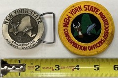New York Conservation Officers Association – Sid Bell Pewter Belt Buckle & Patch