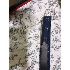 Mens belt with canvas golf clubs, navy with black leather and silver buckle NEW