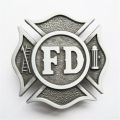 Antique Silver Vintage Style Fire Fighter Dept Hero Belt Buckle