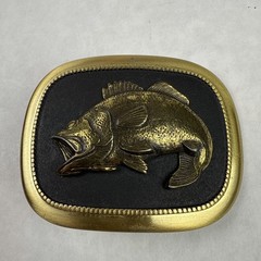 Vintage Large Mouth Bass Belt Buckle Made in USA 2.75” x 2.25” Good Weight Clean