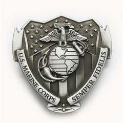 Antique Brushed Silver US Hero Marine Corps Belt Buckle