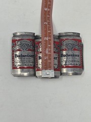 BUDWEISER ANHEUSER-BUSCH VINTAGE METAL BELT BUCKLE BEER CANS PEWTER RED MENS OS