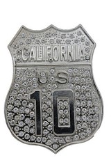 Men Silver Metal Belt Buckle CA State California 10 Freeway Bling Western Unisex