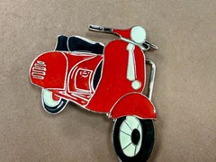 Red & Black White Vespa Classic Scooter Motorcycle Design NOS Belt Buckle