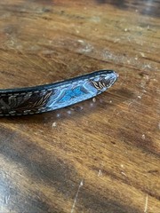 Handmade Patriotic Western Belt 30-Eagles-Brn/White-Blue-Stitches-Buckle-Leather
