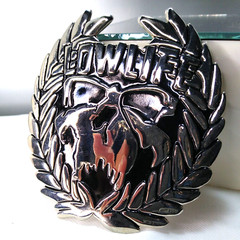 LOWLIFE Brand Skull Belt Buckle Silver/Black 3.25&Prime; Across Pre-Owned