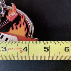 Plastic Guitar Hero Belt Buckle With Skull & Flames