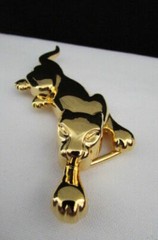 New Men Women Fashion Buckle Gold Metal Panther Narrow Skinny Belt Safari