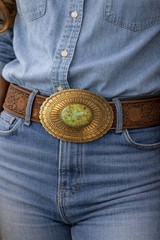 Teal Turquoise Stone Belt Buckle Western Cowboy Style Fits 1.5 Inch Strap