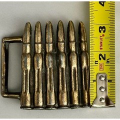 Vintage 6 faux Bullet Shells metal Belt Buckle rustic goldtone and silvertone