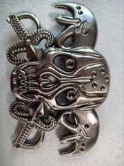 Skull And Swords Silver Colored Belt Buckle