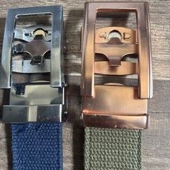2 Anson Belt & Buckle Men&rsquo;s green and blue Ratchet Belt Silver and gold 32-34