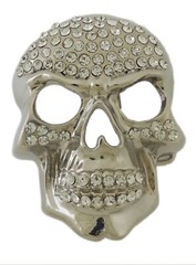 Skeleton Belt Buckle Skull Crossbones Crown Rhinestone Metal Fashion Mens Womens