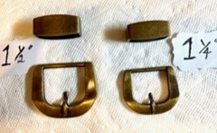 Antique Brass Buckle and Loop / Keeper Set, 1 1/4 & 1 1/2
