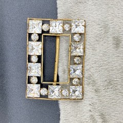 Vintage Czech Buckle Paste Stone Gold Tone