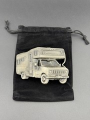1979 Bergamot RV Motorhome Belt Buckle Vintage Camper Heavy 3D Relief Sculptural