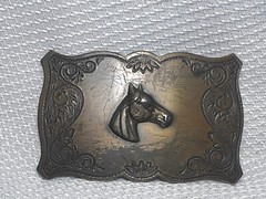 Vtg Outdoorsman Hunter Animal Themed Belt Buckle Lot Of 3 Deer Steer & Horse