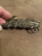 Vintage Brass Steam Locomotive Belt Buckle 4 1/4&Prime; Wide