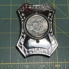 1922 vintage PEACE silver dollar WESTERN belt buckle COIN american RODEO cowboy