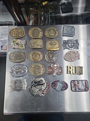 Vintage LOT OF 20 belt buckles WESTERN Chrome BRASS metal Some New Some Old LotA
