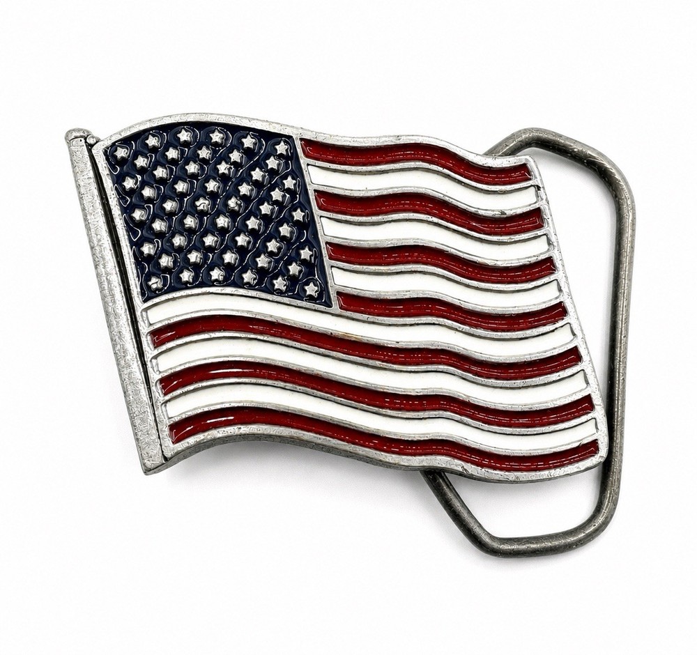 American Flag USA &lsquo;Murica Patriotic Red White Blue Stars & Stripes Belt Buckle