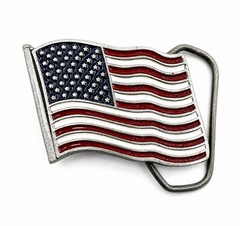American Flag USA &lsquo;Murica Patriotic Red White Blue Stars & Stripes Belt Buckle