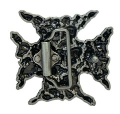 Iron Cross Many Skulls Belt Buckle Pewter 3”x 3” Fits Up To 1.75” Belt s