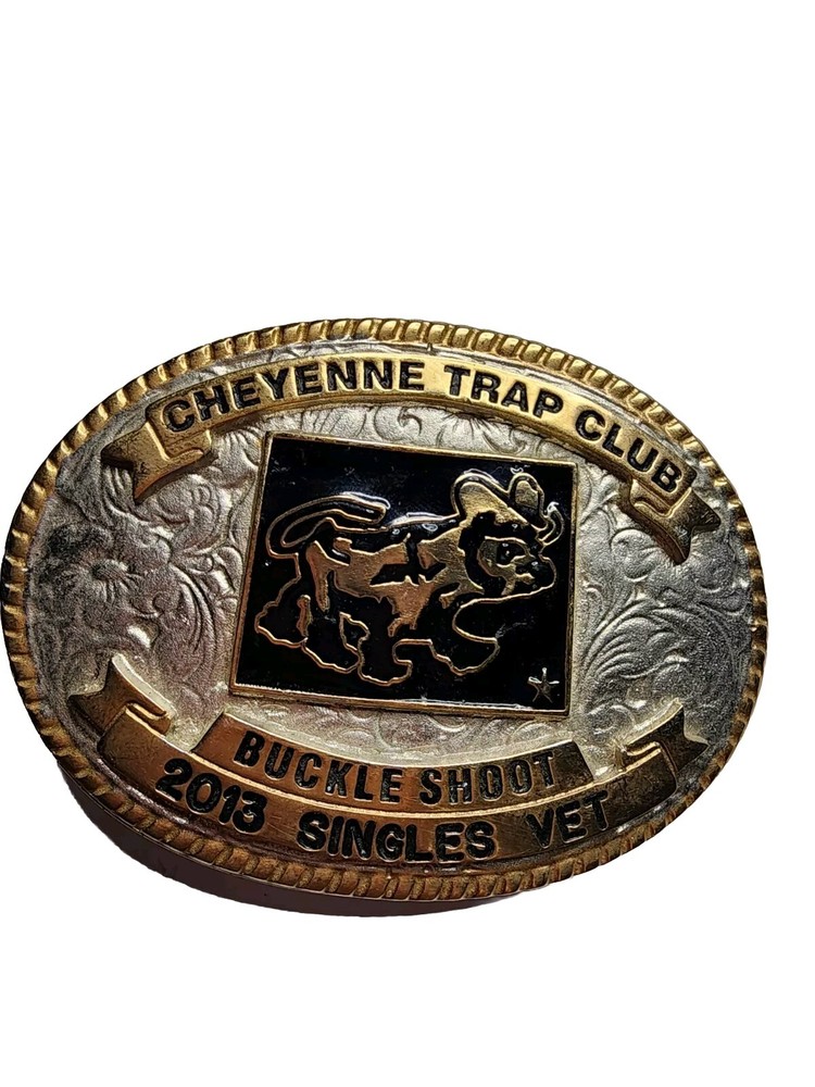 Cheyenne Trap And Shoot Club Trophy Belt Buckle 2013 Singles Vet