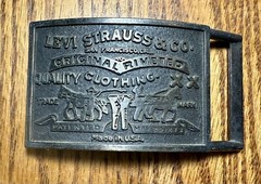 4 Vintage Belt Buckle Levi Strauss & Co Original Riveted Clothing Brass Tone USA