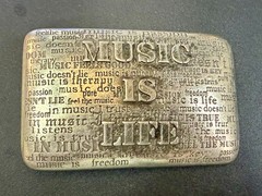 Music is Life Word Statement Musicians Poets Silver Color Belt Buckle