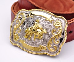 BULL RIDE RODEO LONG HUGE RODEO COWBOY WESTERN GOLD SILVER SHINE BELT BUCKLE MEN