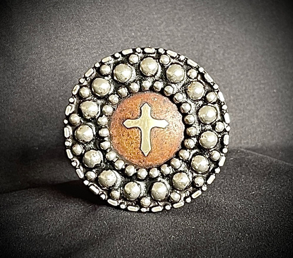Handmade Round Cross Belt Buckle Gothic Rock Metal Darren McNeese