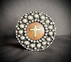 Handmade Round Cross Belt Buckle Gothic Rock Metal Darren McNeese