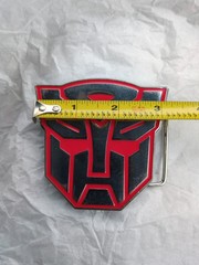 Transformers Belt Buckle Silver & Red Metal 2011 Autobot Emblem 3&Prime; Scratches
