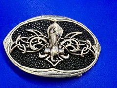 Celtic Knot Fleur De Lis Symbol Gothic Punk Vibe Black Silver Color Belt Buckle