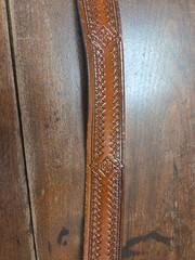 Belt C+ J Inc Pewter Buckle With Deer In Woods Belt Brown Tooled Leather 46