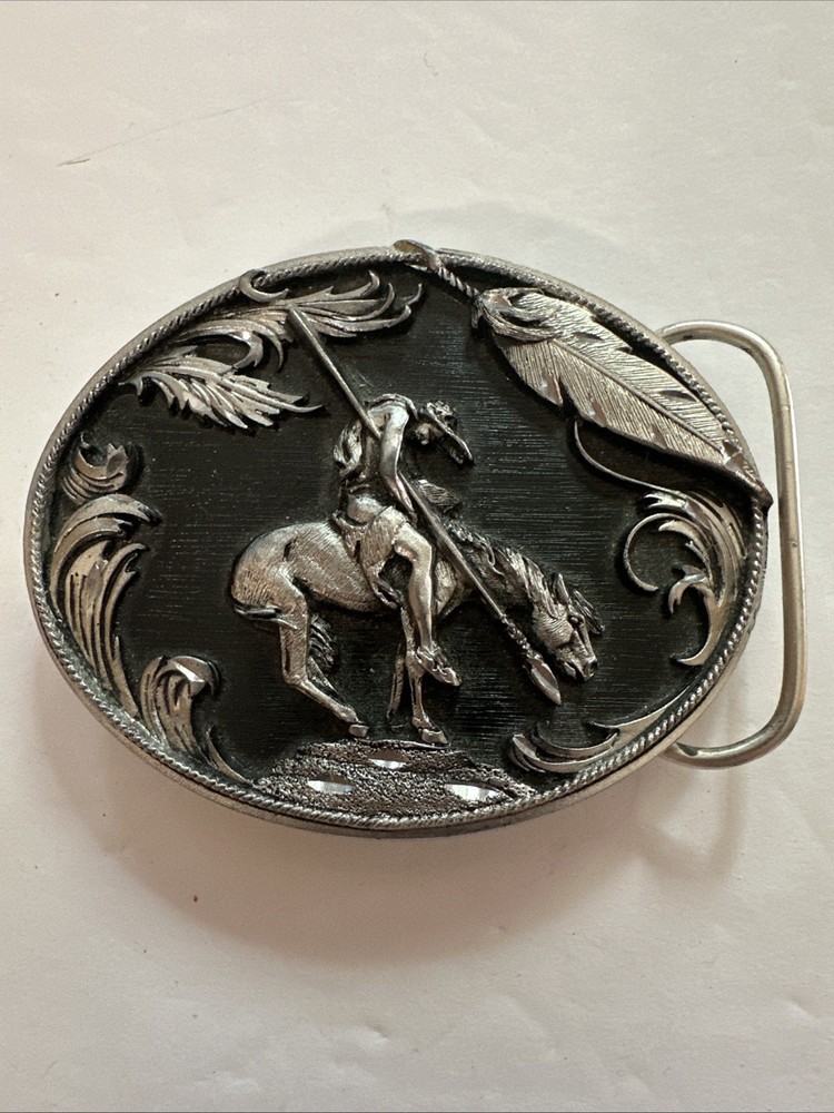 End Of Trail Men’s Belt Buckle By Siskiyou Blue Color Made In USA 1995