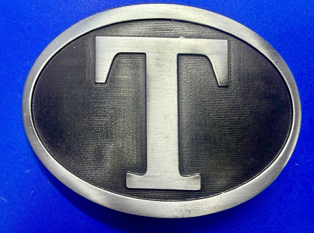 Initial Block Letter T Montana Silversmiths RARE Grey & Black Color Belt Buckle