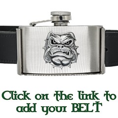 Removeable Bulldog Hip Flask Stainless Steel Belt Buckle Biker Metal British